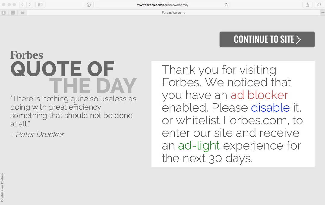 Forbes’s blocker blocker which resulted in people getting infected with malware